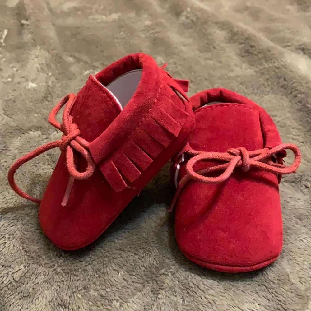 Red baby moccasins
